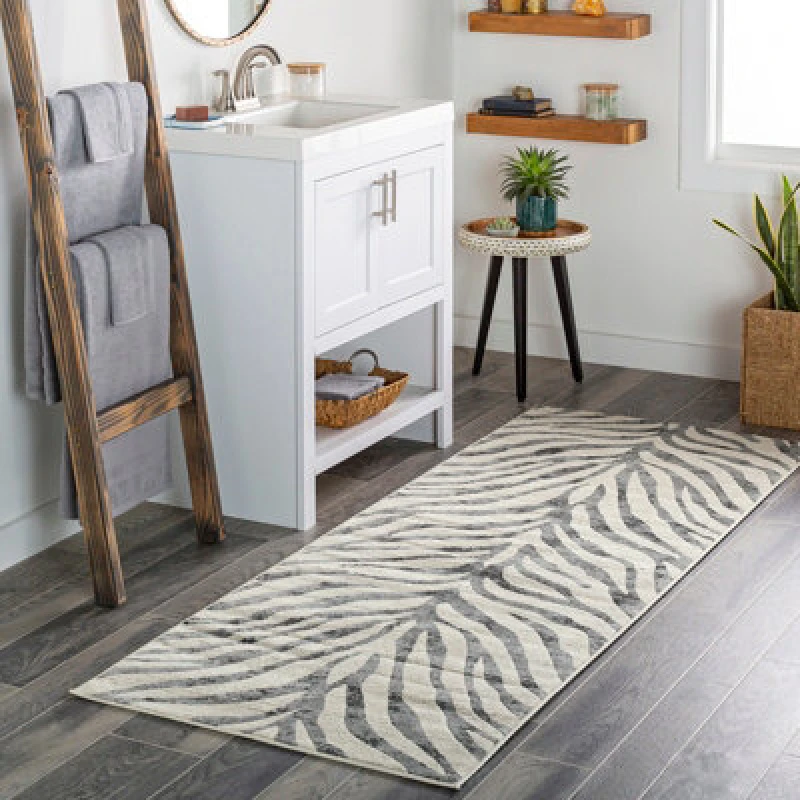 Image of Livabliss Scandi Boho Zebra Charcoal Cybele Runner Rug 80 X 220 Cm - Easy Care, Non Shedding, Ideal For Hallway Or Beside The Bed