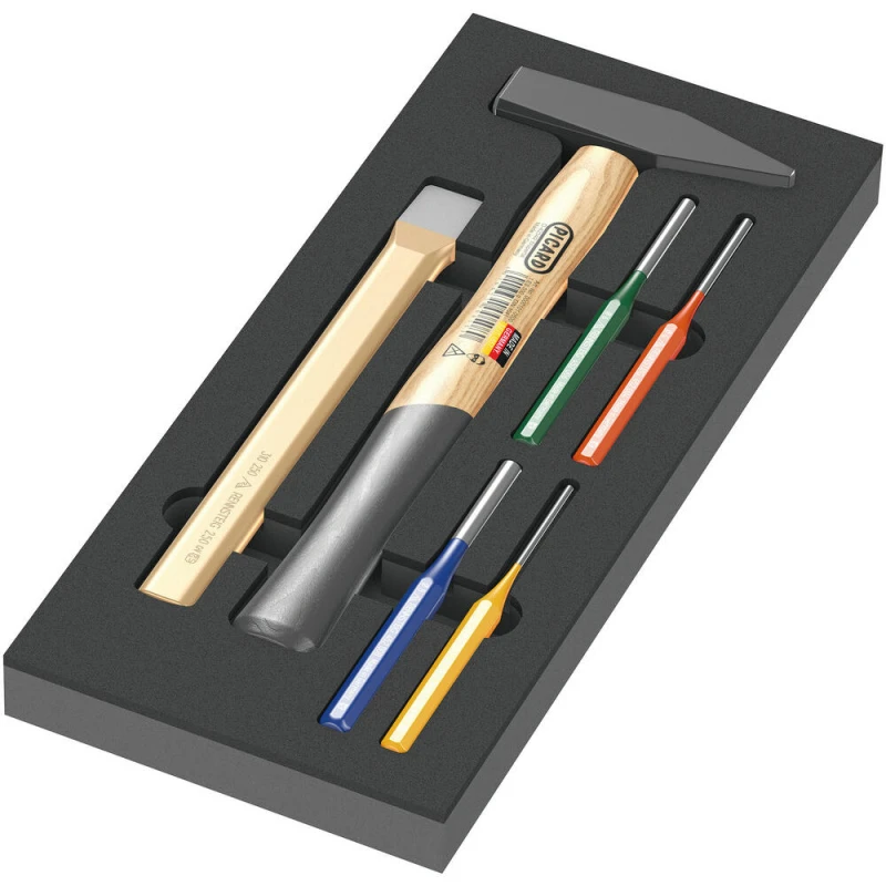 Image of Wera 9782 Hammer, Chisel and Punch Set in Foam Insert Tray 5150182001