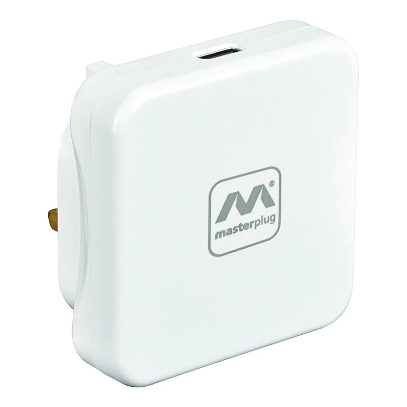 Image of Masterplug Super-Fast USB Charging Plug 1 x Type C Charging Port 20W White