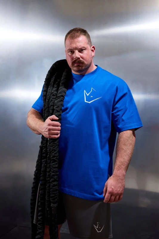 Image of BadRhino Mens Old English Logo T-Shirt in Cobalt Size: 5-6XL Cobalt Male 5-6XL