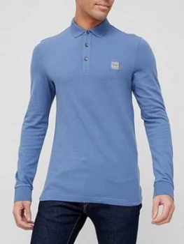 Hugo Boss Passerby Long Sleeve Polo Shirt Light Blue Size 2XL Men