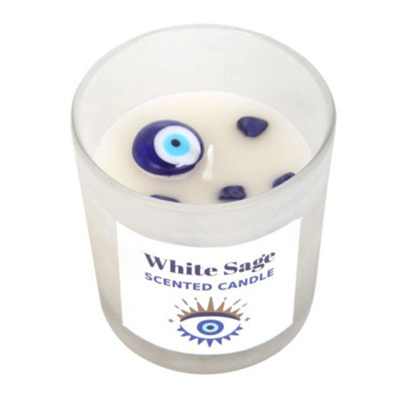 Image of Something Different Something Different White Sage All Seeing Eye Scented Candle in Off White Off White One Size Unisex 5063425429233