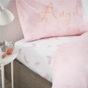 Image of Catherine Lansfield Angel Blush Fitted Sheet Blush/Yellow