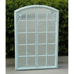 Image of Charles Bentley Garden Distressed Window Mirror - Light Blue