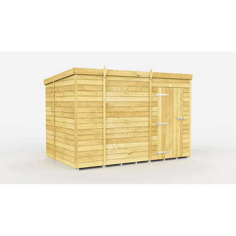 Image of Buttercup Farm 10 x 6 Feet Pent Shed - Single Door W/O Window - L178 x W302 x H201cm in Brown Brown Unisex