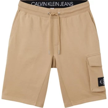 Image of Calvin Klein Jeans Mono Badge Cargo Shorts - Travertine