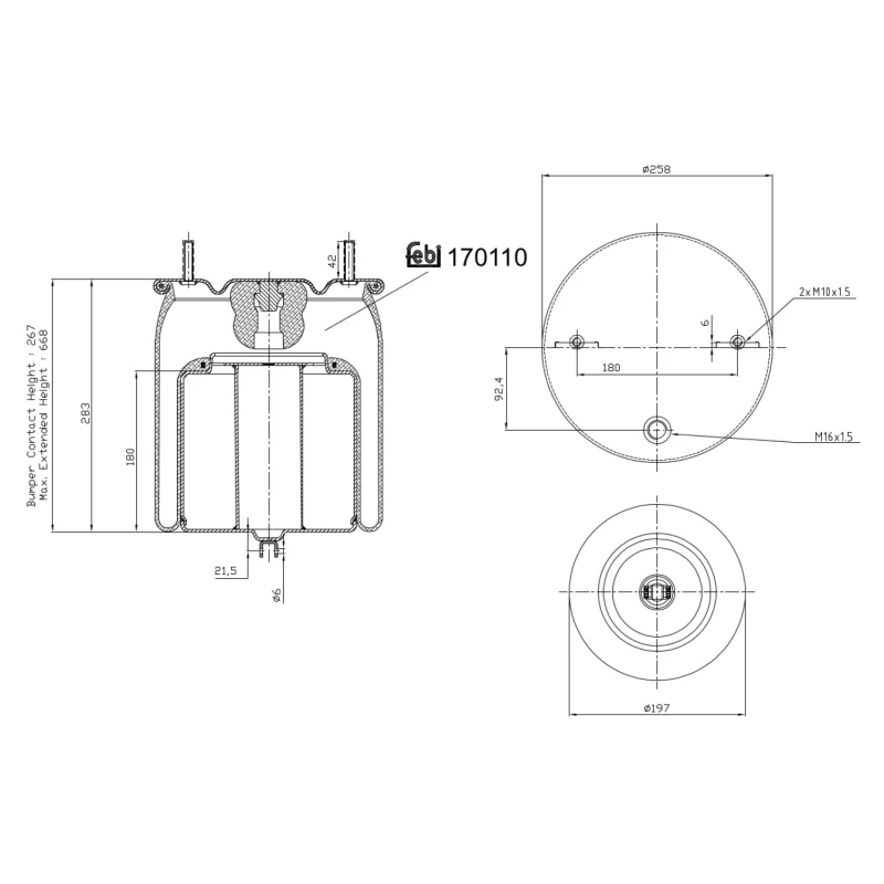 Image of FEBI BILSTEIN 170110 Boot, air suspension Front Axle Boot,air suspension (324)
