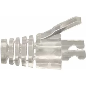 image of TUK Ltd SPEEDY RJ45 PSPDY5#100 Clear strain relief boot Cat 5e plug bag of 100