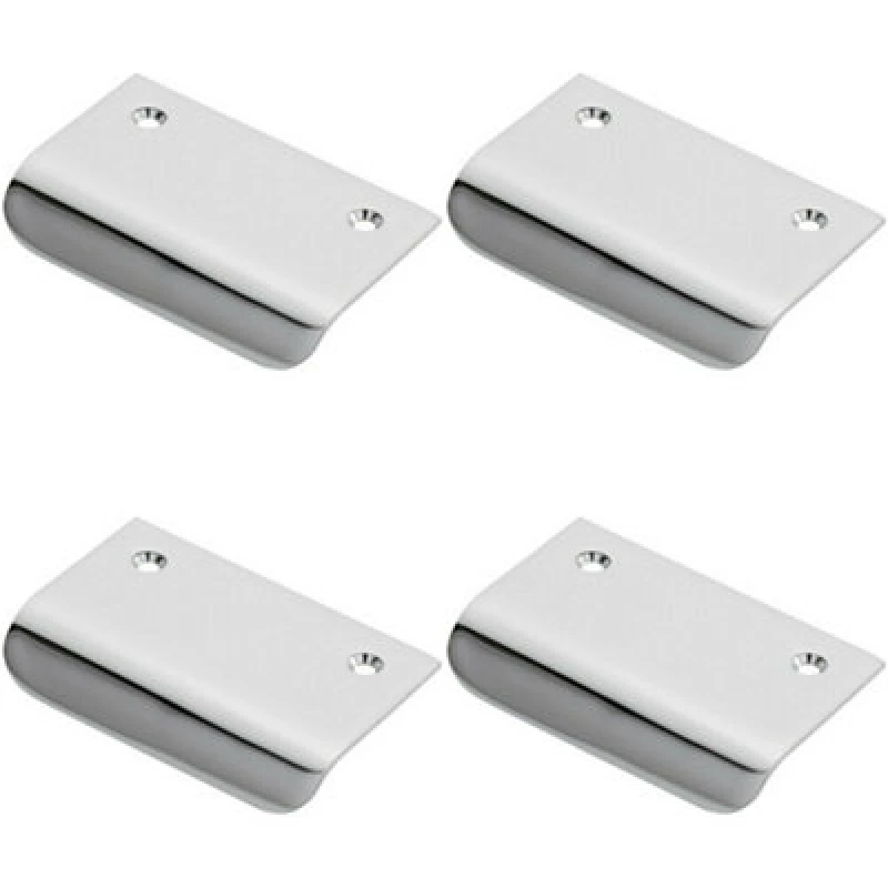 Image of Loops 4x Semi Concealed Cabinet Finger Pull Handle 52mm Fixing Centres Polished Chrome Multi unisex