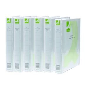 image of Q-Connect Presentation 25mm 2D Ring Binder A4 White Pack of 6 KF72645