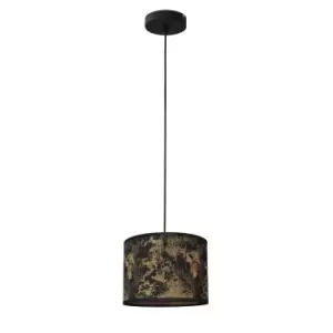 Image of Abba Cylindrical Pendant Ceiling Light Black, Gold 20cm