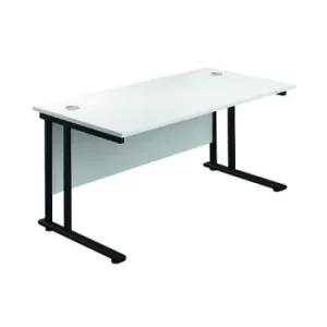 Image of Jemini Rectangular Double Upright Cantilever Desk 1400x800x730mm White/Black KF819691