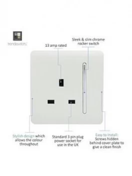 Image of Trendiswitch 1 Gang 13Amp Switched Socket Std White