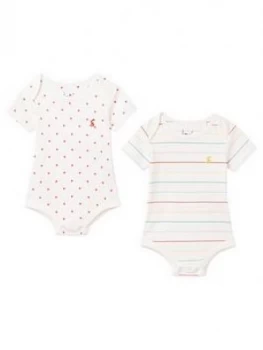 image of Joules Baby Unisex 2 Pack Bodysuits - White, Size Age: 9-12 Months