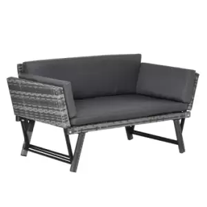 image of Outsunny 2-in-1 Rattan Folding Daybed Sofa - Mixed Grey