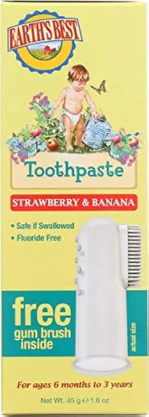 image of Earths Best Strawberry Banana Toddler Toothpaste 45g