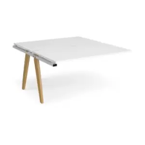 image of Bench Desk Add On 2 Person Rectangular Desks 1400mm White Tops With White Frames 1600mm Depth Fuze