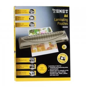 image of Texet A4 150 Micron Laminating Pouches / Sheets - Pack of 100