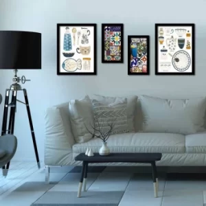 Image of 4P3040SCT021 Multicolor Decorative Framed MDF Painting (4 Pieces)