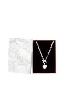 image of Lipsy Silver Heart T Bar Necklace - Gift Boxed