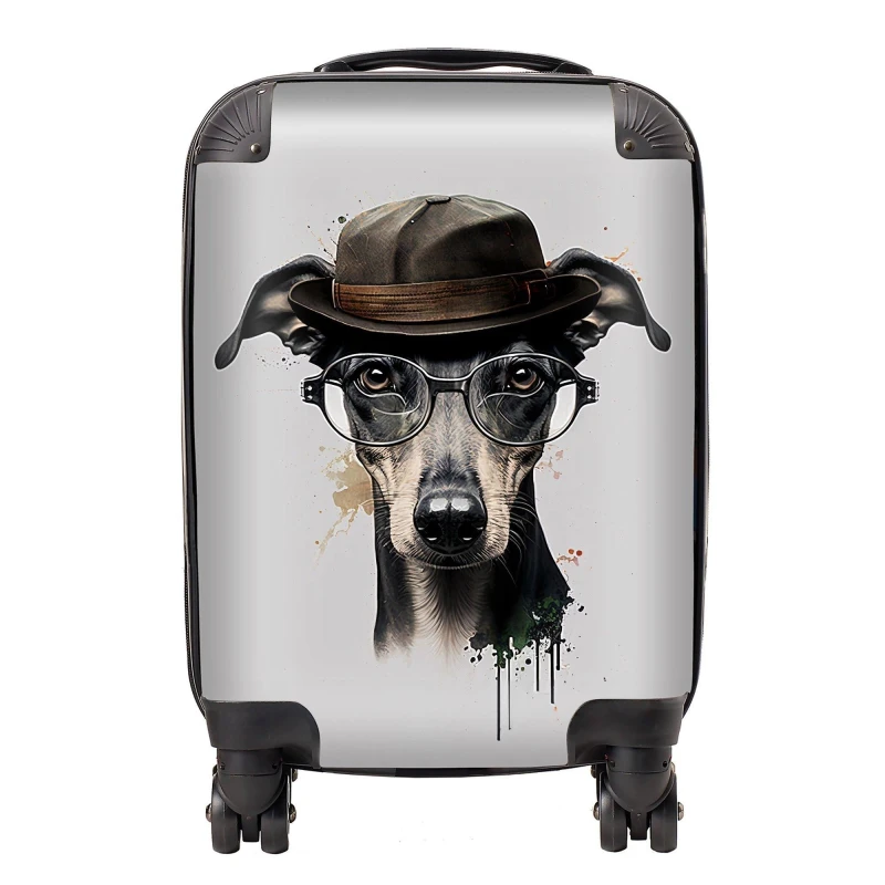 Image of Warren Reed - Designer Whippet Dog Splashart Suitcase Size: Large Multicolor Unisex Large