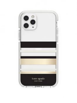 Image of Kate Spade New York New York Defensive Hardshell Case For iPhone 11 Pro - Park Stripe Gold Foil/Black/Cream/Cream Bumper/Clear