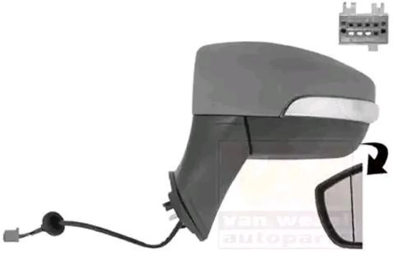 Image of VAN WEZEL 1803805 Wing mirror * HAGUS * Left, for electric mirror adjustment, primed Outside Mirror (50)