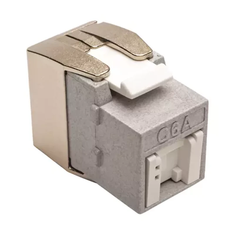 Image of Tripp Lite N238-001-GY-TFA Toolless Cat6a Keystone Jack. PoE/PoE+ Comp
