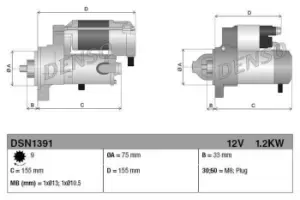 Image of Denso DSN1391 Starter Motor