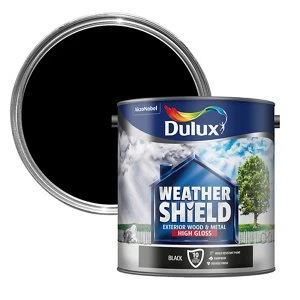 Image of Dulux Weathershield Exterior Black High Gloss Paint 2.5L