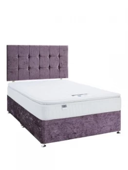 image of Luxe Collection By Silentnight Fearne 1000 Pillowtop Violet Divan Bed With Storage Options Includes Headboard