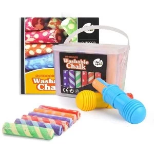 Image of 24 Coloured Washable Sidewalk Chalk Kit
