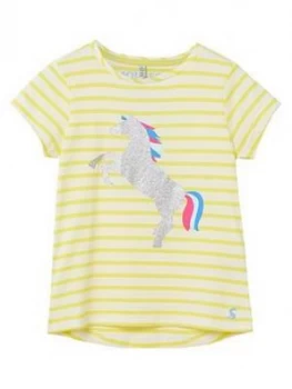 Image of Joules Girls Pixie Unicorn T-Shirt - Yellow, Size Age: 7-8 Years, Women