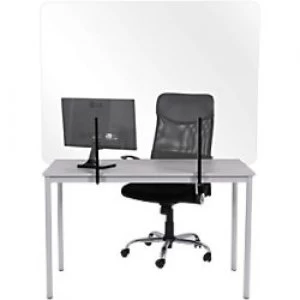 Image of Bi-Office Frameless Protection Screen Desk Mountable with Clamps Tempered Glass 1200 x 900 mm