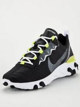 image of Nike React Element 55 - Black/White/Yellow