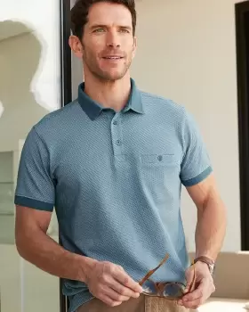 Image of Cotton Traders Mens Luxury Polo Shirt in Blue