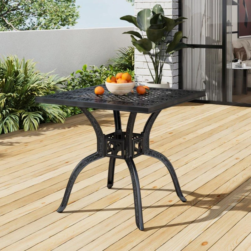 Image of Breeins Cast Aluminium 80cm Square Garden Table, Black L