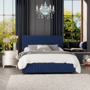 image of Estella Ottoman Storage Bed, Plush Velvet, Navy Single - Laurence Llewelyn-bowen