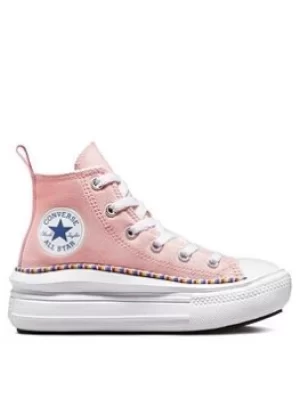 Converse Chuck Taylor All Star Hi Childrens Girls Move Friendship Bracelet Platform Trainers -Pink/Multi, Pink/Multi, Size 11