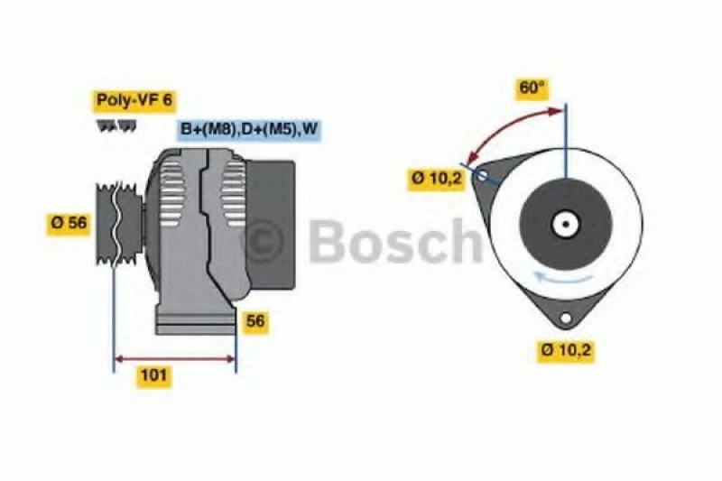 Image of Alternator Bosch 0 986 040 180