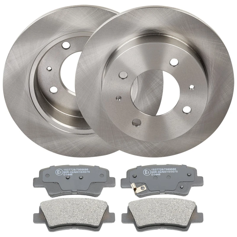 Image of RIDEX 3405B2268 Brake disc and pads set Rear Axle, Brake Disc Type: Solid, with acoustic wear warning Brake Set,disc brakes (3405)