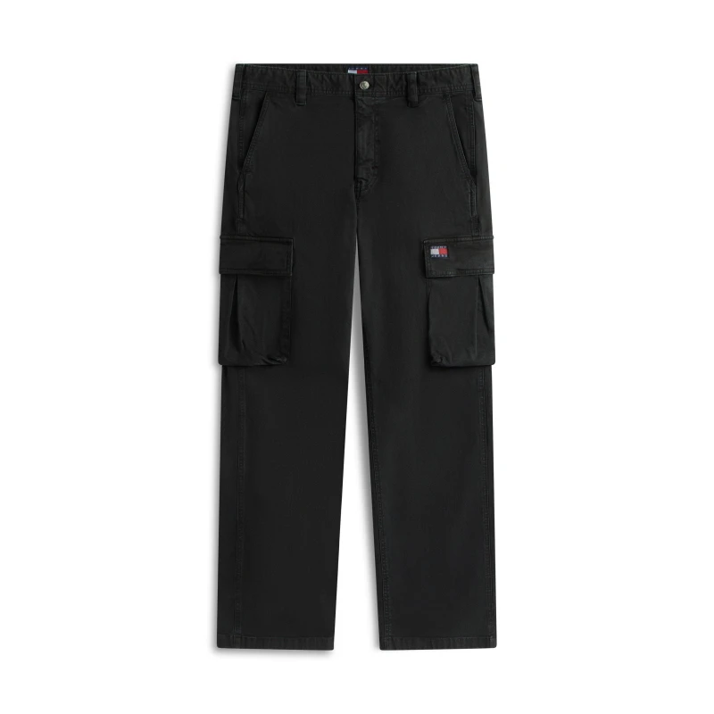 Image of Tommy Jeans Mens Otis Canvas Cargo Trousers Black male M