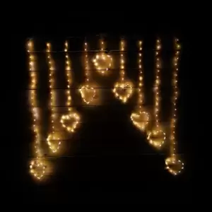 image of 1.2m Premier Christmas Static Heart LED Silver Pin Wire V Curtain Lights in Warm White