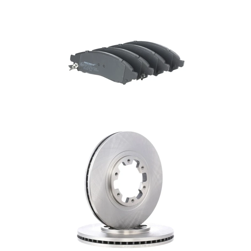 Image of RIDEX 3405B3141 Brake disc and pads set Front Axle, Brake Disc Type: internally vented, with acoustic wear warning Brake Set,disc brakes (3405)