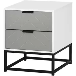 Image of Bedside Cabinet with Metal Base and 2 Drawer Storage for Home Office - Homcom