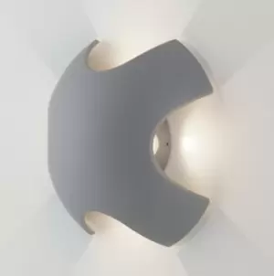 Image of GHIBLI Outdoor LED 4 Light Flush Wall Light Silver, IP54 520lm 3000K 19.8x6.6cm