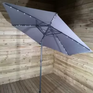 image of Solar Powered Light Up LED Crank Tilt Garden Patio Parasol 270cm Diameter in Charcoal