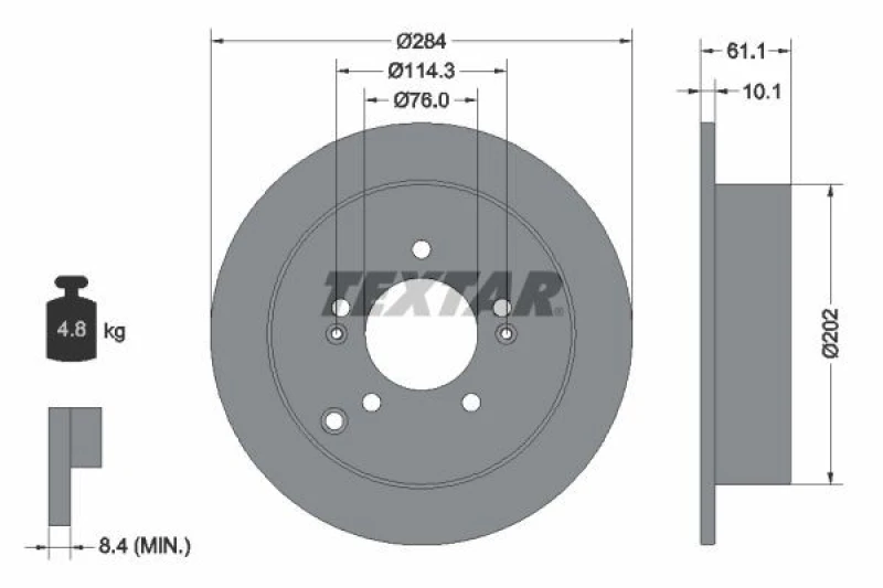 Image of Brake disc TEXTAR 92134003