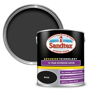 Image of Sandtex 10 year Black Satin Metal & wood Paint 2.5