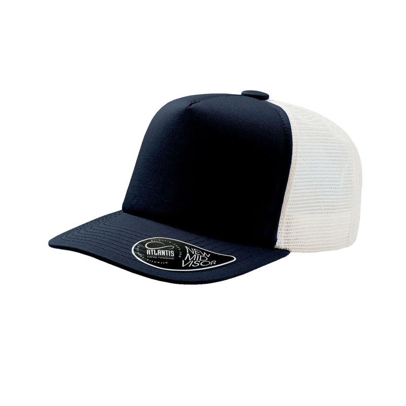 Image of Atlantis Atlantis Men Rrd Mid Visor 5 Panel Trucker Cap in Navy Navy One Size Male 5059000119002